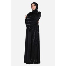 Harika Wear Siyah Desenli Şik Abaya Ferace