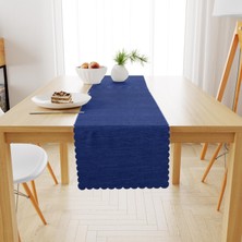 BenimOl Saks Mavi Kadife Dokulu Runner 40x180