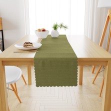 BenimOl Fıstık Yeşili Kadife Dokulu Runner 40x180