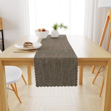 BenimOl Kahve Keten Dokulu Runner 40x140 -4546-
