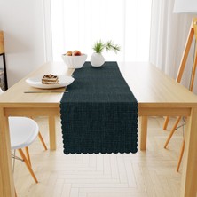 BenimOl Mavi Siyah Keten Dokulu Runner 40x140 -5355-