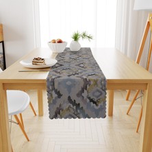 BenimOl Baklava Dilimi Desenli Vizon Hardal Runner 40x140