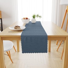 BenimOl Kot Mavisi Kadife Dokulu Runner 40x180