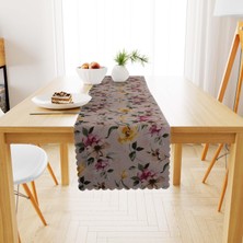 BenimOl Sulu Boya Desenli Çiçekli Sarı Vizon Runner 40x140