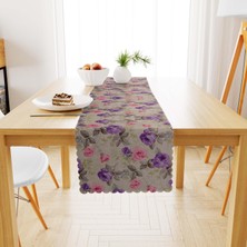 BenimOl Gül Desenli Pembe Mor Runner 40x140