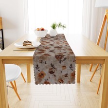 BenimOl Çiçek Desenli Modern Kestane Renkli Runner 40x140