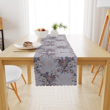 BenimOl Gül Desenli Yapraklı Modern Kadife Dokulu Runner 40x180