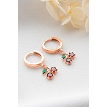 Silvano Jewelry 925 Ayar Gümüş Rose Kiraz Küpe