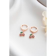 Silvano Jewelry 925 Ayar Gümüş Rose Kiraz Küpe