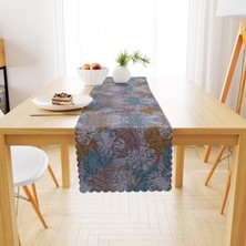 BenimOl Yaprak Desenli Modern Renk Beyaz Runner 40x140