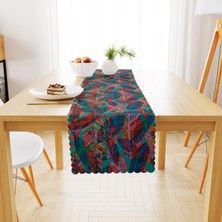 BenimOl Uzun Yaprak Desenli Kırmızı Runner 40x140