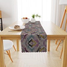 BenimOl Baklava Dilimi Desenli Gül Kurusu Mürdüm Runner 40x140