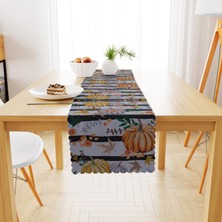 BenimOl Bal Kabağı Desenli Siyah Çizgili Runner 40x140