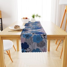 BenimOl Gül Desenli Pembe Mavi Lacivert Runner 40x140