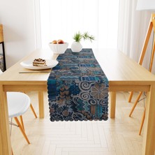 BenimOl Geometrik Desenli Renkli Mavi Lacivert Runner 40x140
