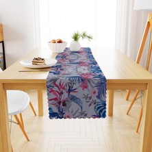 BenimOl Çiçek Desenli Kırmızı Mavi Çiçekli Runner 40x140