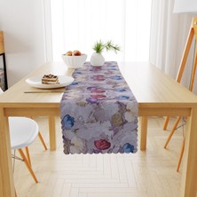 BenimOl Fırça Desenli Bordo Mor Kadife Dokulu Runner 40x180