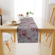 BenimOl Gül Desenli Pembe Vizon Runner 40x140