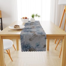 BenimOl Gül Desenli Kahve Mavi Runner 40x140