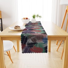 BenimOl Yaprak Desenli Mor Mavi Runner 40x140