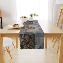 BenimOl Patchwork Geometrik Desenli Hardal Vizon Runner 40x140