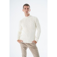 Trist Star Erkek Kemik Yarım Balıkçı Fitilli Yürütme Saç Örgülü Yün Triko Örme Kazak TRIST-5343