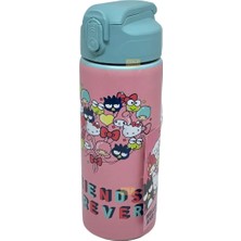 Wiggle 600 ml Hello Kitty Lisanslı Pipetli Kilitlenebilir Kapak Paslanmaz Çelik Termos Matara Pembe