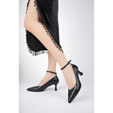 Tarçın Ayakkabı Hakiki Deri Siyah Kadın Deri Topuklu Ayakkabı TRC50-92282