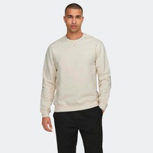 Only & Sons Erkek Sweatshirt Krem 22030384 Onsdan Unbrushed Reg