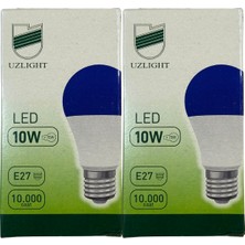 Uzlight 10W (75W) 11000K (Mavi Işık) E27 Duylu LED Ampul (2 Adet)