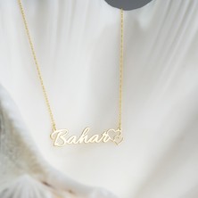 One Silver Gold 925 Ayar Gümüş Kalp Detaylı Isim Kolye Özel Tasarım