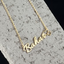 One Silver Gold 925 Ayar Gümüş Kalp Detaylı Isim Kolye Özel Tasarım