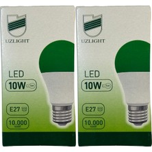 Uzlight 10W (75W) 8200K (Yeşil Işık) E27 Duylu LED Ampul (2 Adet)