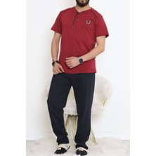 Glamfit Düğmeli Erkek Pijama Takımı Bordolaci - 17370.1048.