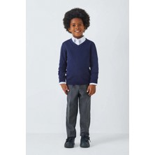 CMZ Collection Erkek Dokuma Kumaş Yüksek Bel Regular Kalıp Çocuk Okul Pantolonu