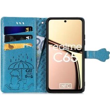 SZY Mall Realme C65 Karikatür Hayvanlar Için Flip Case Kısa Kayış Darbeye Flip Case (Yurt Dışından)