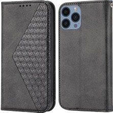 SZY Mall IPhone 12 Için Flip Case Cüzdan Standı Günlük Kullanım Eşkenar Dörtgen Şekli El Kayışı (Yurt Dışından)