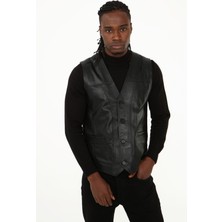 Nyc Klasik Deri Yelek Rahat Kesim