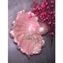 Love Candle Dekor Parlak Pembe İstiridye Takı Tabağı