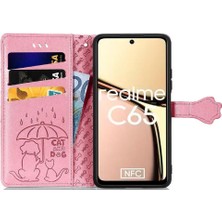 SZY Mall Realme C65 Karikatür Hayvanlar Için Flip Case Kısa Kayış Darbeye Flip Case (Yurt Dışından)