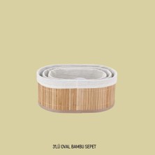 altabi Bambu Oval Organizer Sepet 3 Lü Sepet Takımı