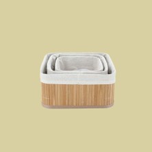 altabi Bambu Kare Organizer Sepet 3 Lü Sepet Takımı