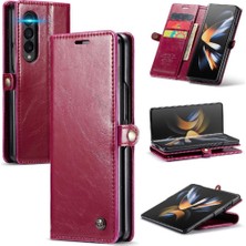 SZY Mall Samsung Galaxy Z Için Flip Case Fold 4 5g Çılgın At Pu Deri Retro (Yurt Dışından)