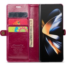 SZY Mall Samsung Galaxy Z Için Flip Case Fold 4 5g Çılgın At Pu Deri Retro (Yurt Dışından)