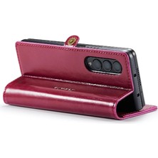 SZY Mall Samsung Galaxy Z Için Flip Case Fold 4 5g Çılgın At Pu Deri Retro (Yurt Dışından)