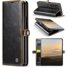 SZY Mall Samsung Galaxy Z Için Flip Case Fold 6 5g Retro Cüzdan Kapak Çılgın At (Yurt Dışından)