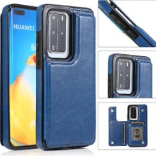 SZY Mall Huawei P40 Kart Yuvaları Için Cüzdan Durumda Çift Manyetik Toka Kickstand Pu (Yurt Dışından)