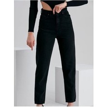 ByCukurovaFrango Mom Kot Pantolon Esnek Slim Fit Standart Bel Cepli Pamuklu - Mom Jeans