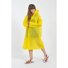 Önder Moda Kadın Erkek Sarı Kapüşonlu Çıtçıtlı Eva Yağmurluk Rüzgarlık