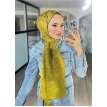 Valor Scarf Zeytin Yeşili Kazayağı Desen Ipeksi Jakar Şal